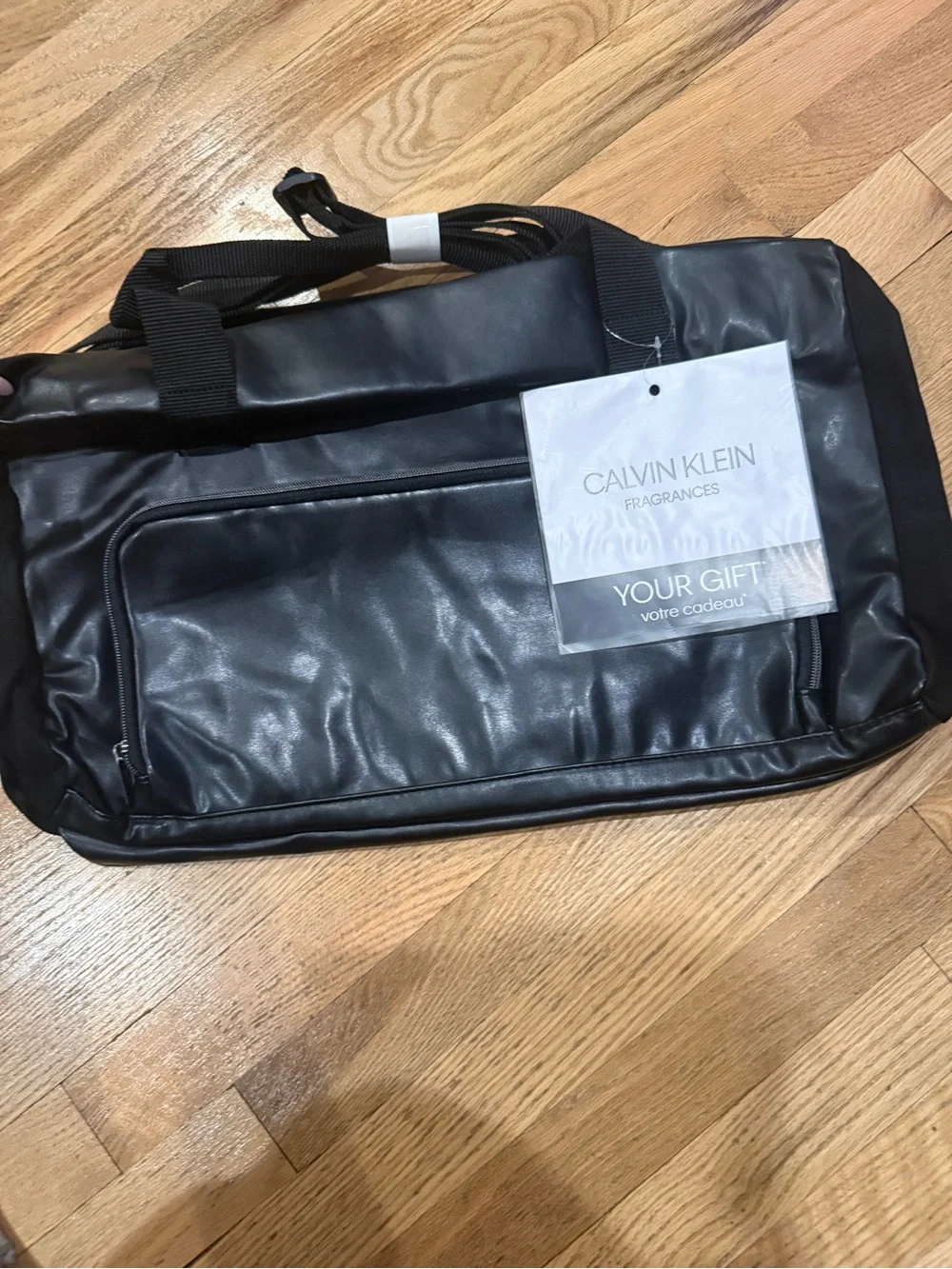 Calvin Klein Fragrances Leather Duffle Bag With  Suede Sides Travel Gym Bag